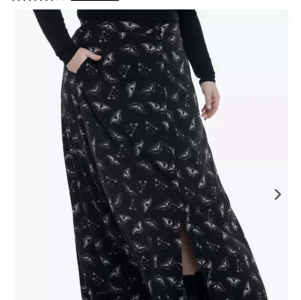 Black Moth Button Front Maxi Skirt